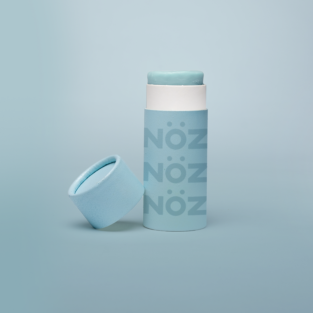 Nӧz sunscreen stick in sky blue.