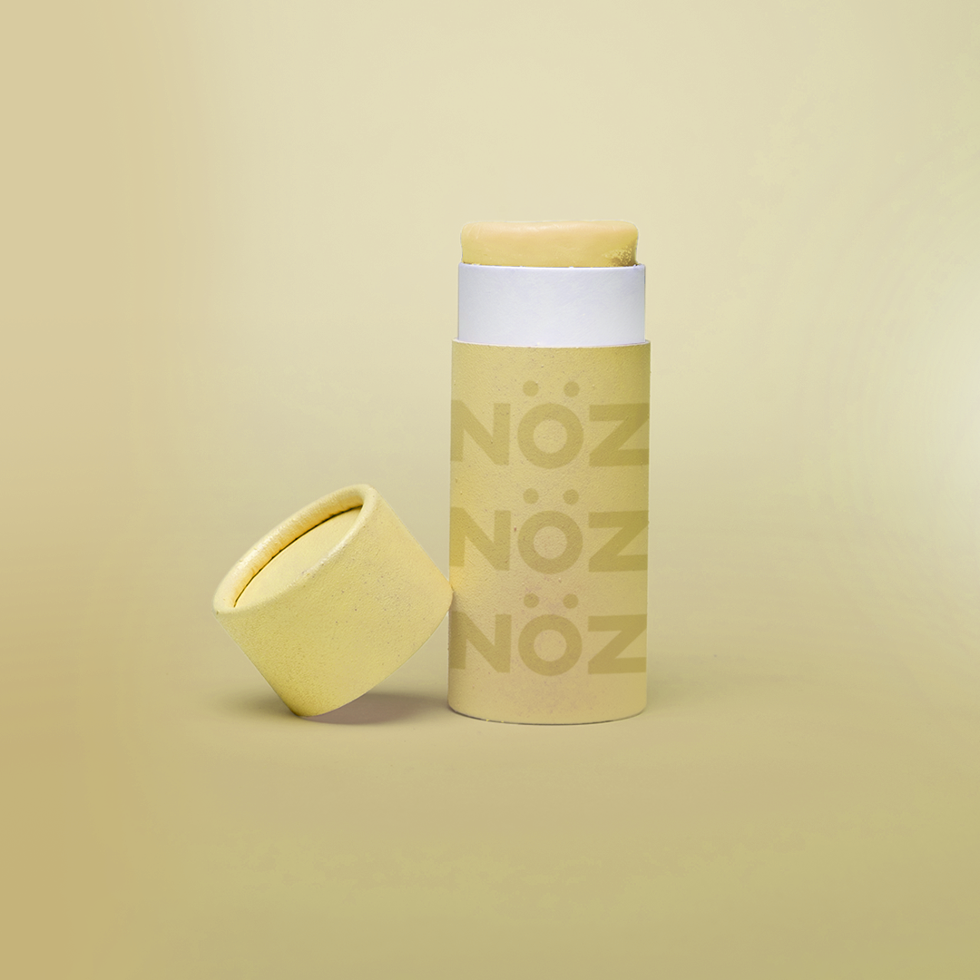 Nӧz sunscreen stick in mellow yellow.